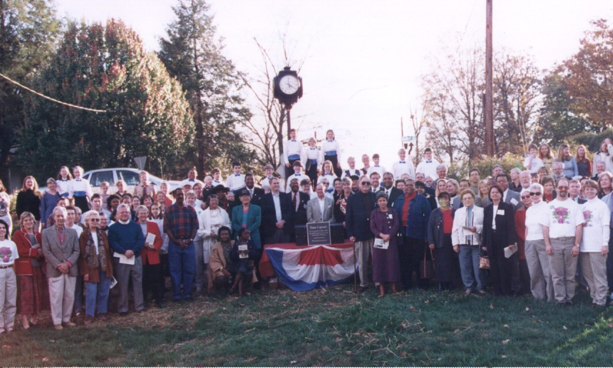 Dedication of Grace Court clock, November 2000